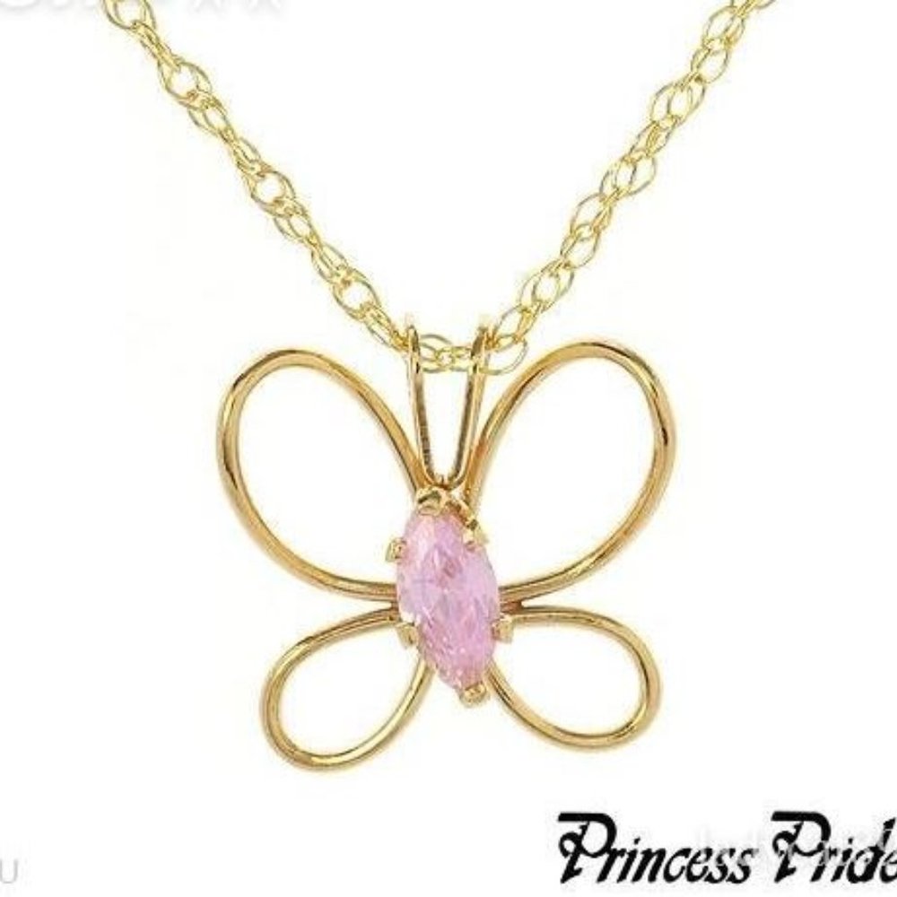 Vintage Princess Pride Cubic Zirconia  Butterfly Necklace
